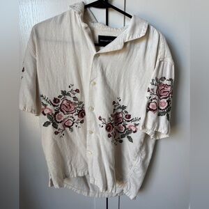 Abercrombie & Fitch Men's Floral Linen-Blend Button-Up Shirt